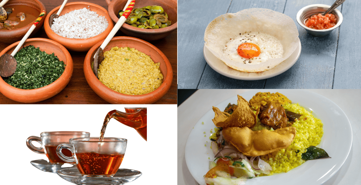 With rice and curry, crispy hoppers, and a cup of simple tea, this typical Sri Lankan food offers a delicious taste of the native cuisine in Ella, Sri Lanka.